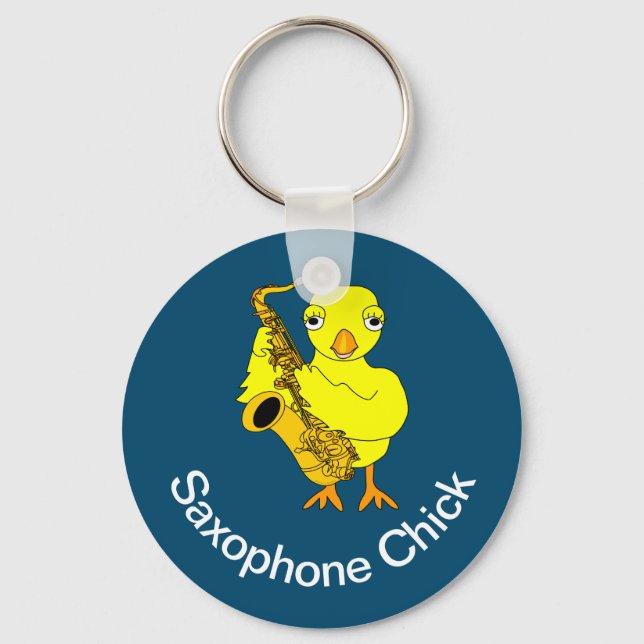 Saxophon Chick Schlüsselanhänger (Vorderseite)