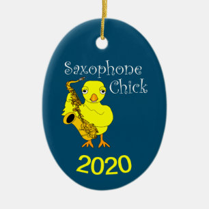 Saxophon Chick Text Keramik Ornament