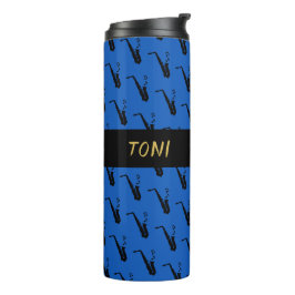 Saxophon Cool Blue Music Thermosbecher