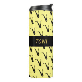 Saxophon Cool-Gelbe Musik Thermosbecher