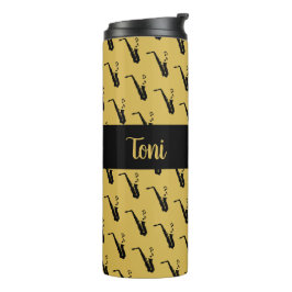 Saxophon Cool Golden Yellow Music Thermosbecher