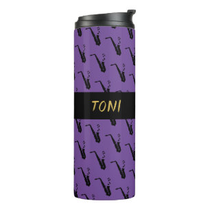 Saxophon Coole Lila Musik Thermosbecher