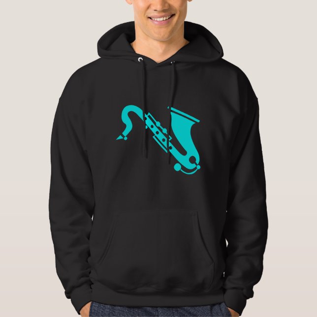 Saxophon - Cyan Hoodie (Vorderseite)