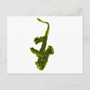 Saxophon-Design, grüne Version Postkarte