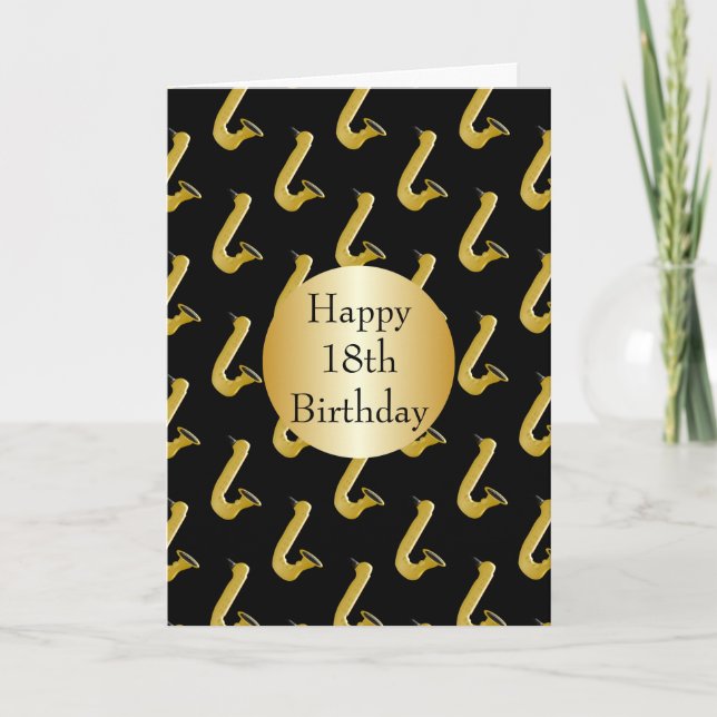 Saxophon Design Personalisiert 18. Geburtstag Karte (Vorderseite)