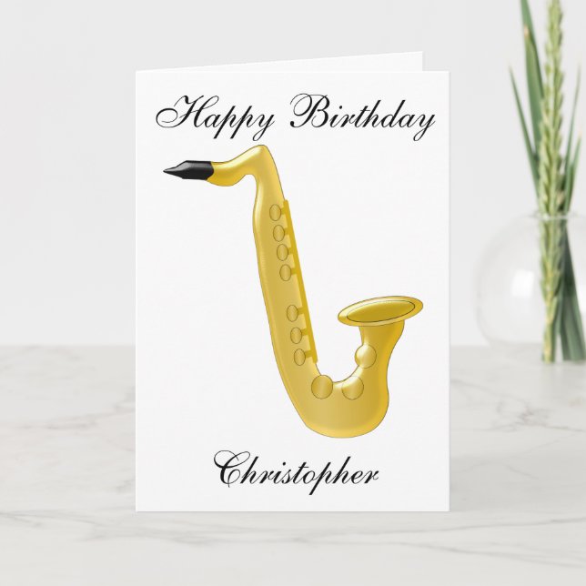 Saxophon einfach Geburtstag hinzufügen Karte (Vorderseite)