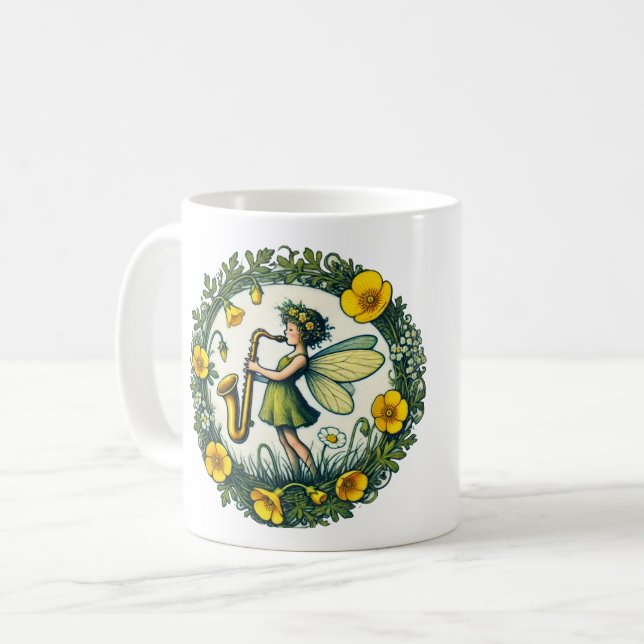 Saxophon Fairy Kaffeetasse (Vorderseite Links)