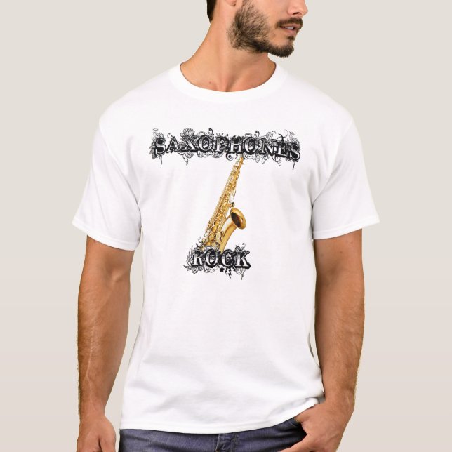 Saxophon-Felsen T-Shirt (Vorderseite)