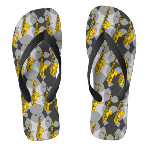 Saxophon Gray Pattern Flip Flops