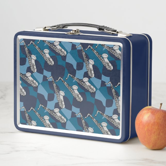 Saxophon Gray Pattern Metall Brotdose (Beispiel)