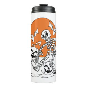 Saxophon Halloween Skelett gruseliger Halloween Thermosbecher