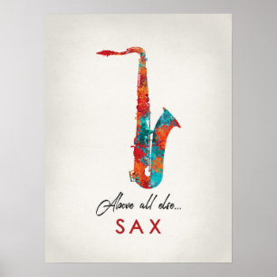 Saxophon - helle bunte Musik Poster