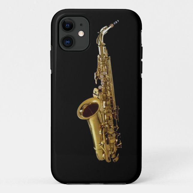 Saxophon-Holzkohlen-Hintergrund ~ Saxophon Case-Mate iPhone Hülle (Rückseite)