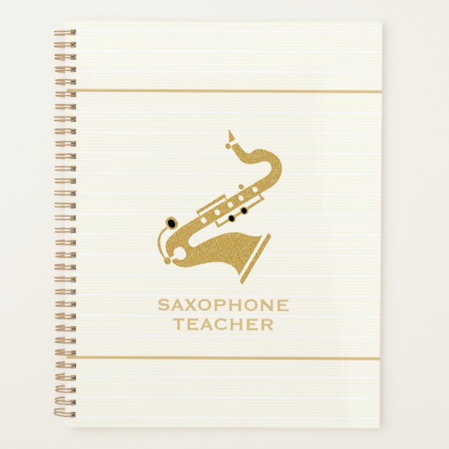 Saxophon-Illustration in Golden Glitzer Textur Planer (Vorderseite)