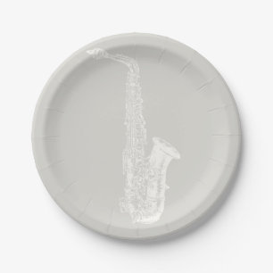 Saxophon Illustriert Music Art CUSTOM FARBE Pappteller