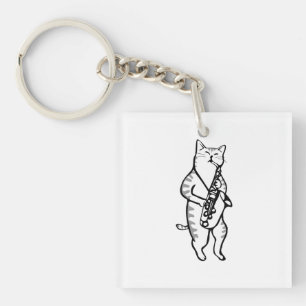 Saxophon Instrument Music Jazz Cat Golf Balls Schlüsselanhänger