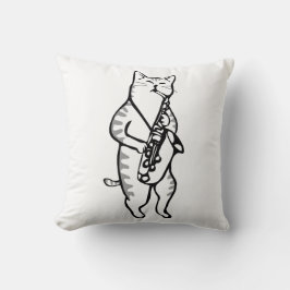 Saxophon Instrument Music Jazz Cat T - Shirt Kissen