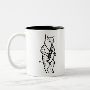 Saxophon Instrument Music Jazz Cat Zweifarbige Tasse
