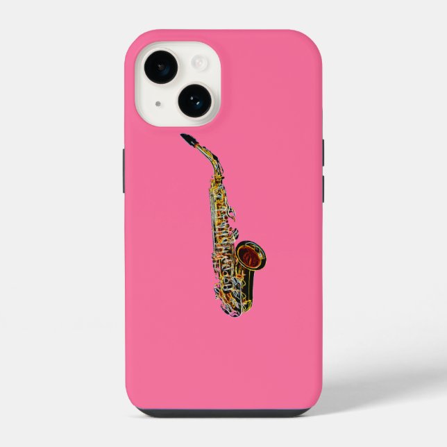 Saxophon iPhone 14 Hülle (Rückseite)