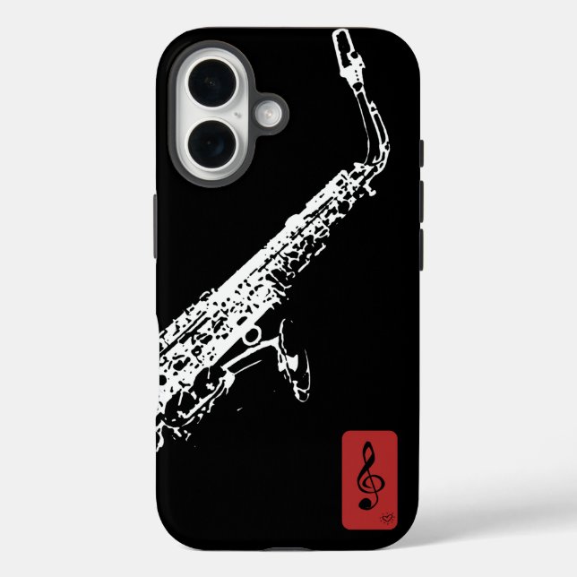 Saxophon iPhone 16 Hülle (Rückseite)