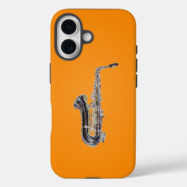 Saxophon iPhone 16 Hülle (Rückseite)