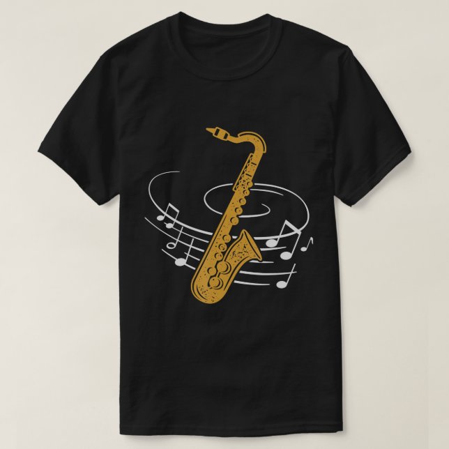 Saxophon Jazz Music Brass Instrument Saxophonist T-Shirt (Design vorne)
