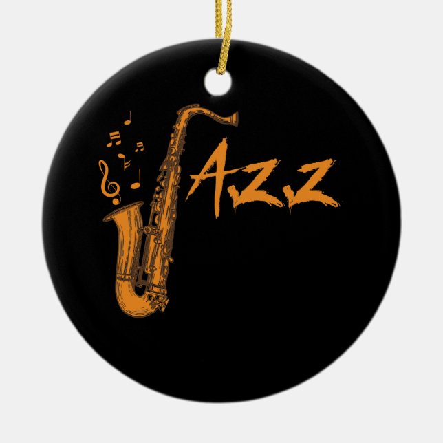 Saxophon Jazz Musikinstrument Keramik Ornament (Vorne)