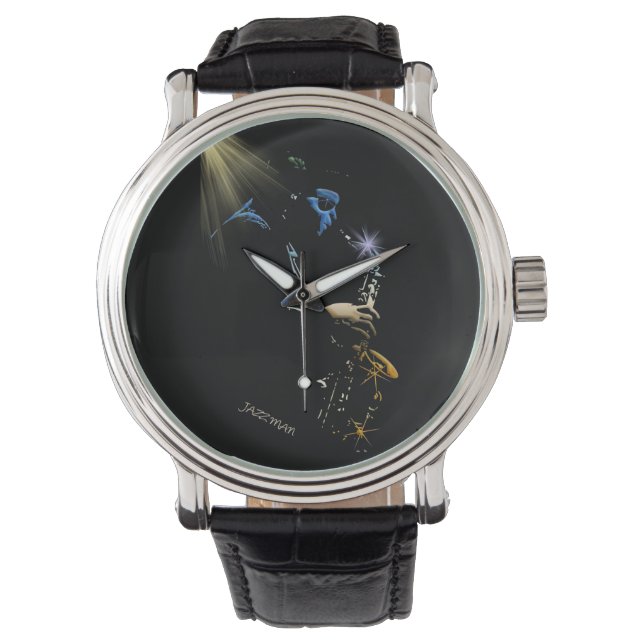Saxophon Jazz Player Art Design Armbanduhr (Vorderseite)