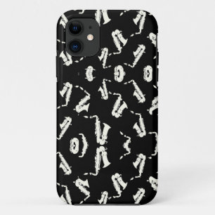 Saxophon Jazz Schwarz-Weiß-Muster Case-Mate iPhone Hülle
