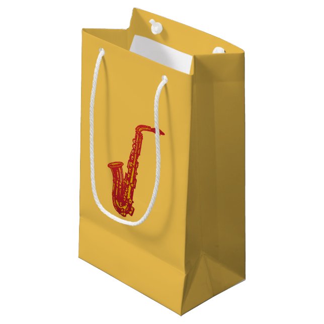 Saxophon Kleine Geschenktüte (Vorderseite Schrägansicht)