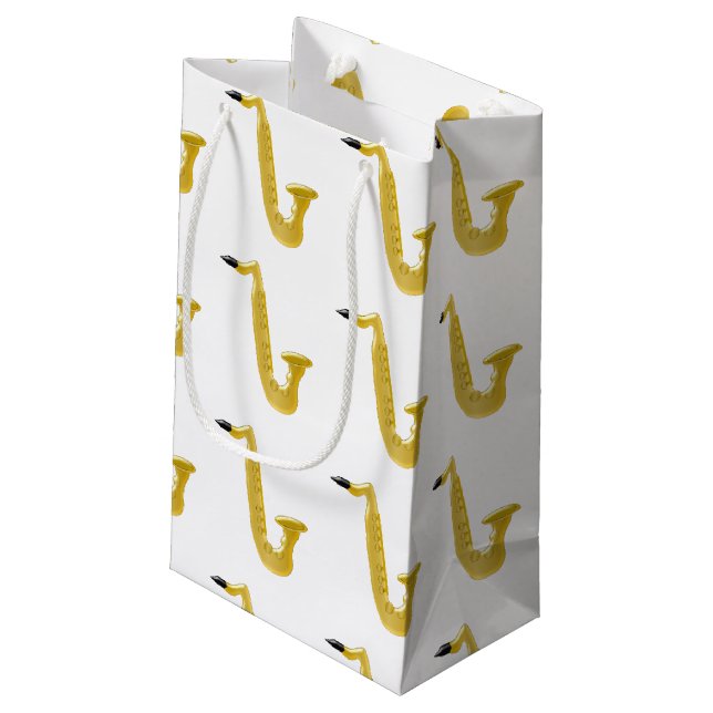 Saxophon Kleine Geschenktüte (Rückseite Schrägansicht)