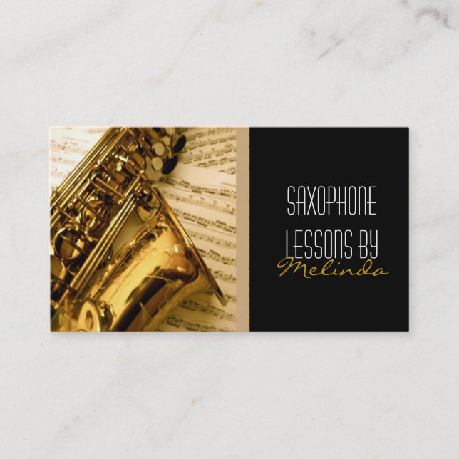 Saxophon-Lehren, Musik, Instrument Business Card Visitenkarte (Vorderseite)