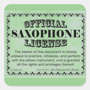 Saxophon License Square Aufkleber