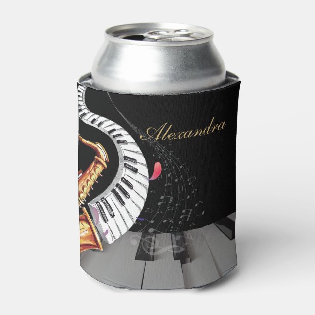 Saxophon Luxuriöse Klaviermusik Personalisiert Dosenkühler (Kanne Vorderseite)