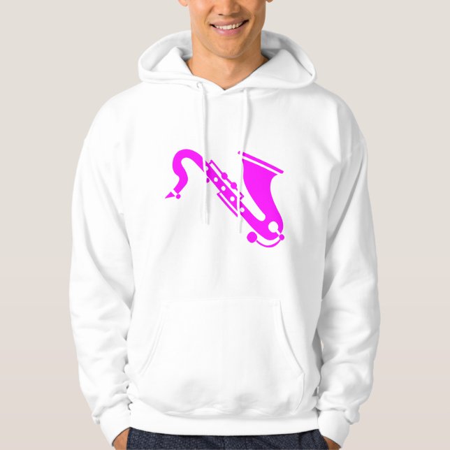Saxophon - Magenta Hoodie (Vorderseite)