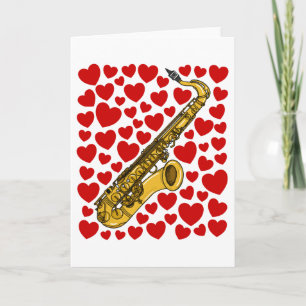 Saxophon mit Herzen Valentinstag-Jubiläumskarte Feiertagskarte
