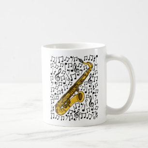 Saxophon mit musikalischen Notizen, sächsischer Mu Kaffeetasse