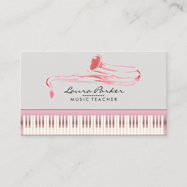 Saxophon Music Teacher Piano Keyboard Musiker Visitenkarte (Vorderseite)