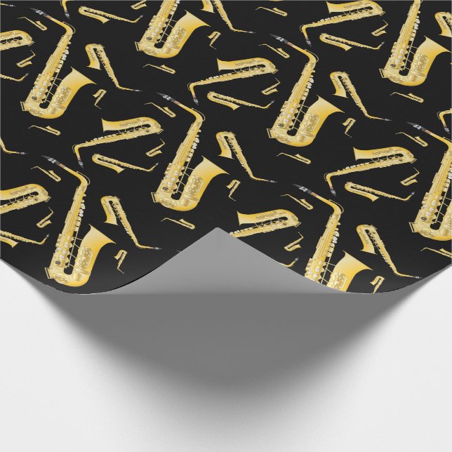 Saxophon Musician Band Teacher Wrapping Paper Geschenkpapier (Ecke)