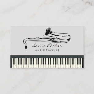Saxophon-Musik-Lehrer-Klavier-Tastatur-Musiker Visitenkarte