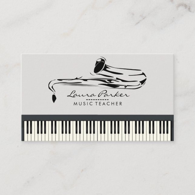 Saxophon-Musik-Lehrer-Klavier-Tastatur-Musiker Visitenkarte (Vorderseite)