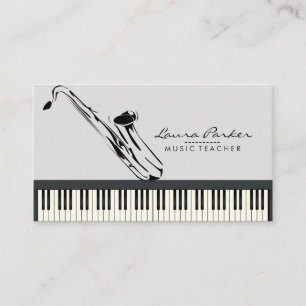 Saxophon-Musik-Lehrer-Klavier-Tastatur-Musiker Visitenkarte
