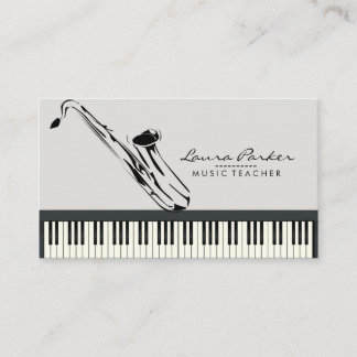 Saxophon-Musik-Lehrer-Klavier-Tastatur-Musiker Visitenkarte