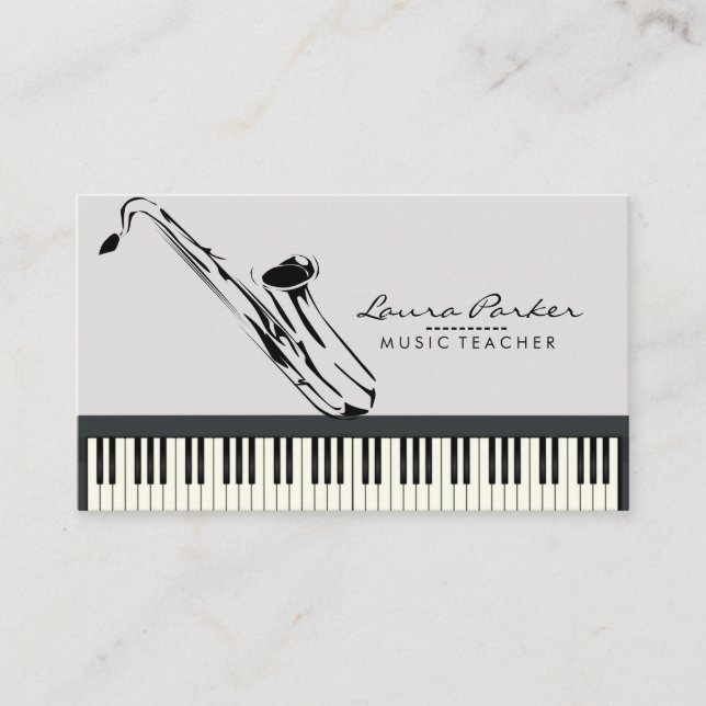 Saxophon-Musik-Lehrer-Klavier-Tastatur-Musiker Visitenkarte (Vorderseite)