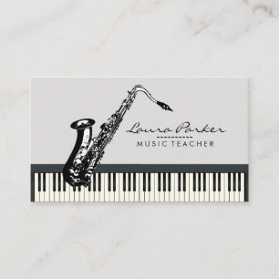 Saxophon-Musik-Lehrer-Klavier-Tastatur-Musiker Visitenkarte
