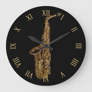 Saxophon-Musik-Themenorientierten Musikers Große Wanduhr