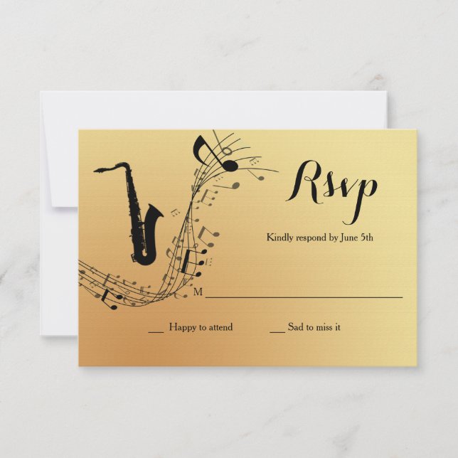 Saxophon Musikinstrument RSVP Card Einladung (Vorderseite)
