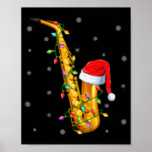 Saxophon-Musikliebhaber Weihnachtsbeleuchtung Weih Poster