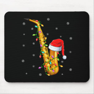 Saxophon Musikliebhaber Xmas Lichter Santa Saxopho Mousepad