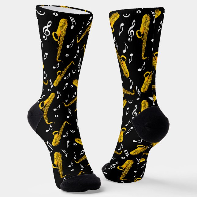 Saxophon-Musiknoten Socken (Gewinkelt)